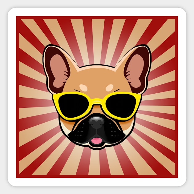 Frenchie Dog Wearing Yellow Sunglasses Funny French Bulldog Sticker by 4U2NV-LDN